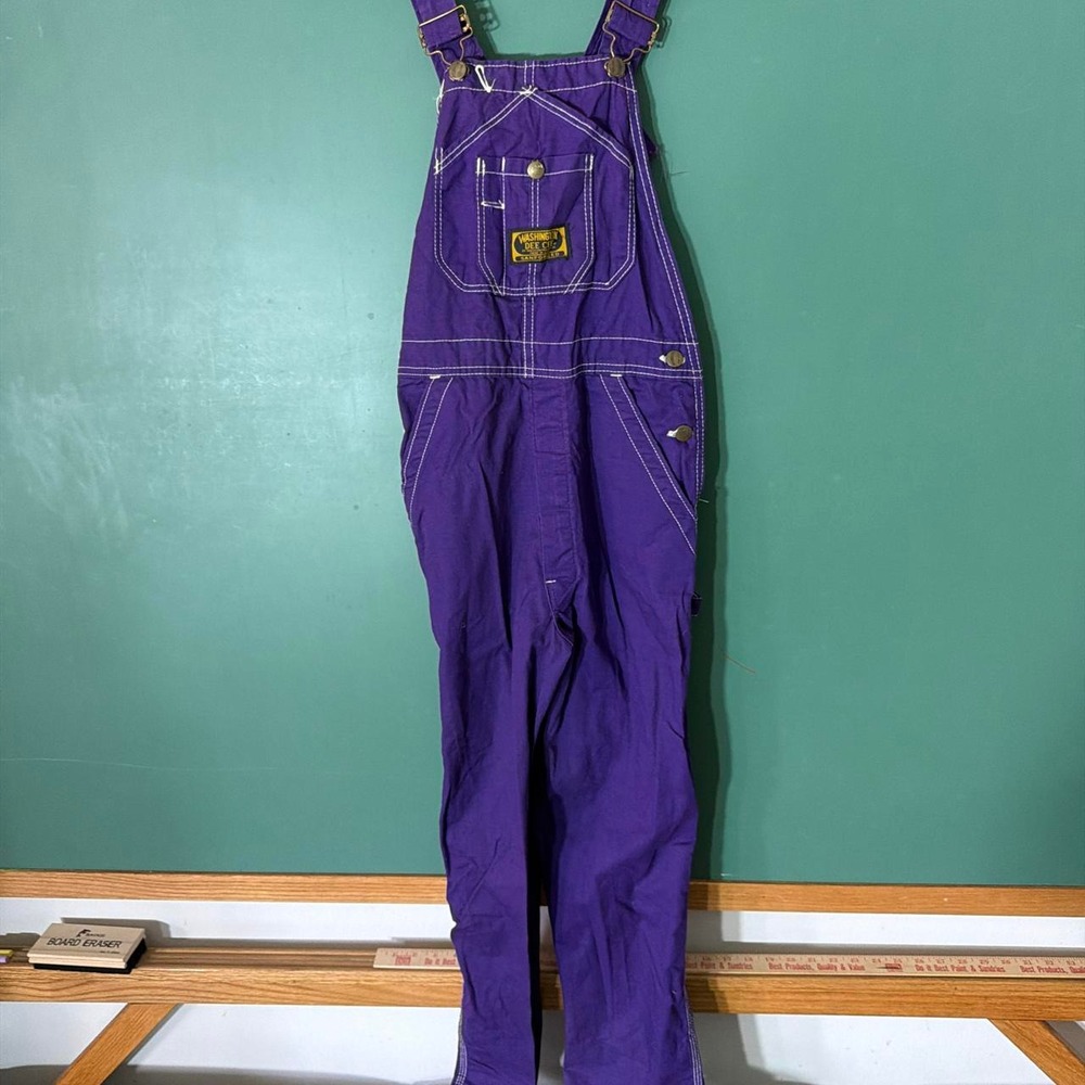 Washington Dee Cee Vintage 1970s Purple Overalls White Stitching Workwear
